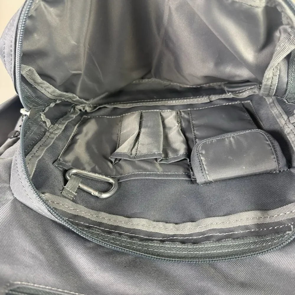 New Columbia Gray Northern Pass II Backpack With Brown Faux Leather Bottom